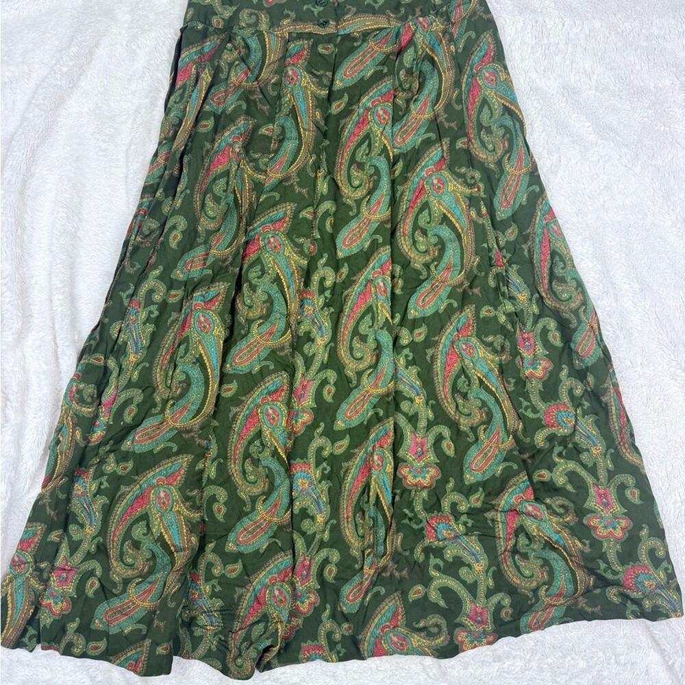 Vintage 1980’s Liz Claiborne Green Paisley A-Line Skirt - Picture 6 of 6